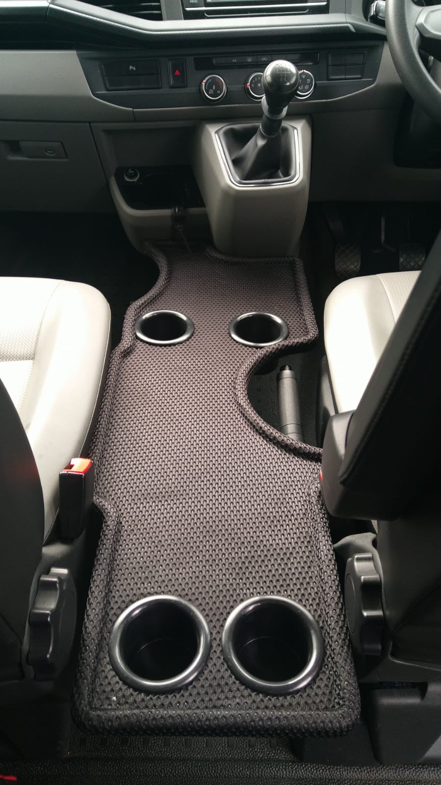 VW T6.1 Kombi cup holder tray fitted between the front seats