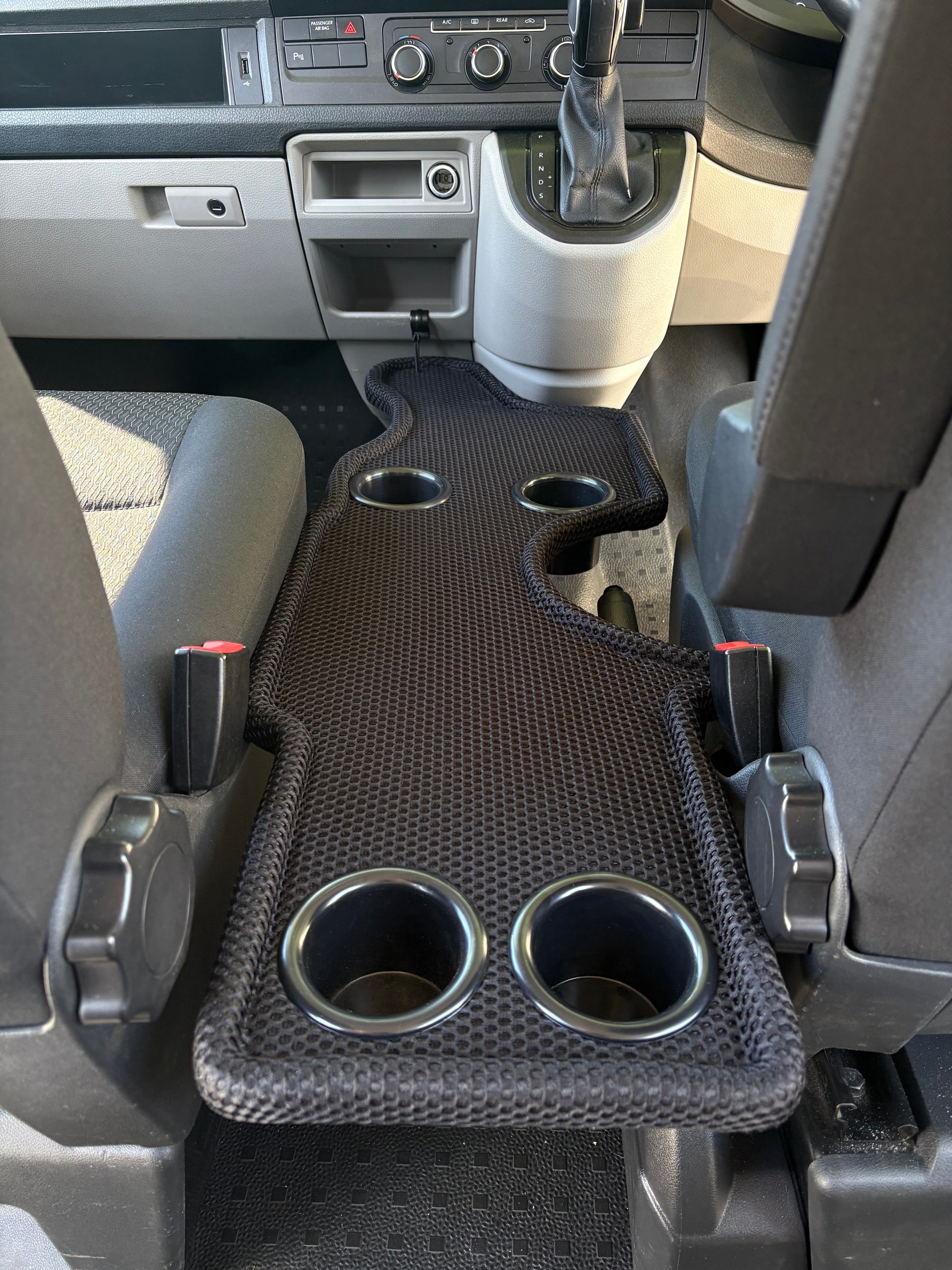 VW T6 Kombi cup holder tray fitted between the front seats